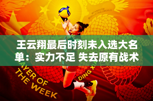 王云翔最后时刻未入选大名单：实力不足 失去原有战术价值