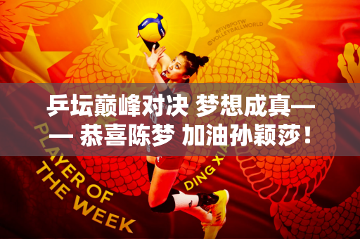 乒坛巅峰对决 梦想成真—— 恭喜陈梦 加油孙颖莎！